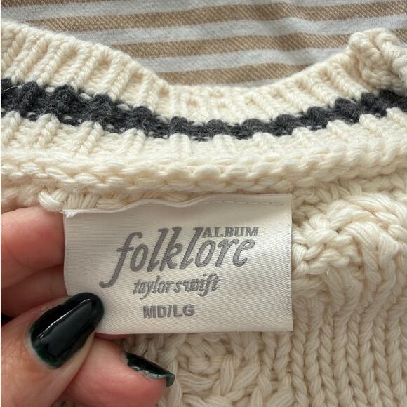 Taylor Swift NIB | Authentic THE CARDIGAN Folklore Cream Cable Knit Sweater | M - Picture 3 of 13